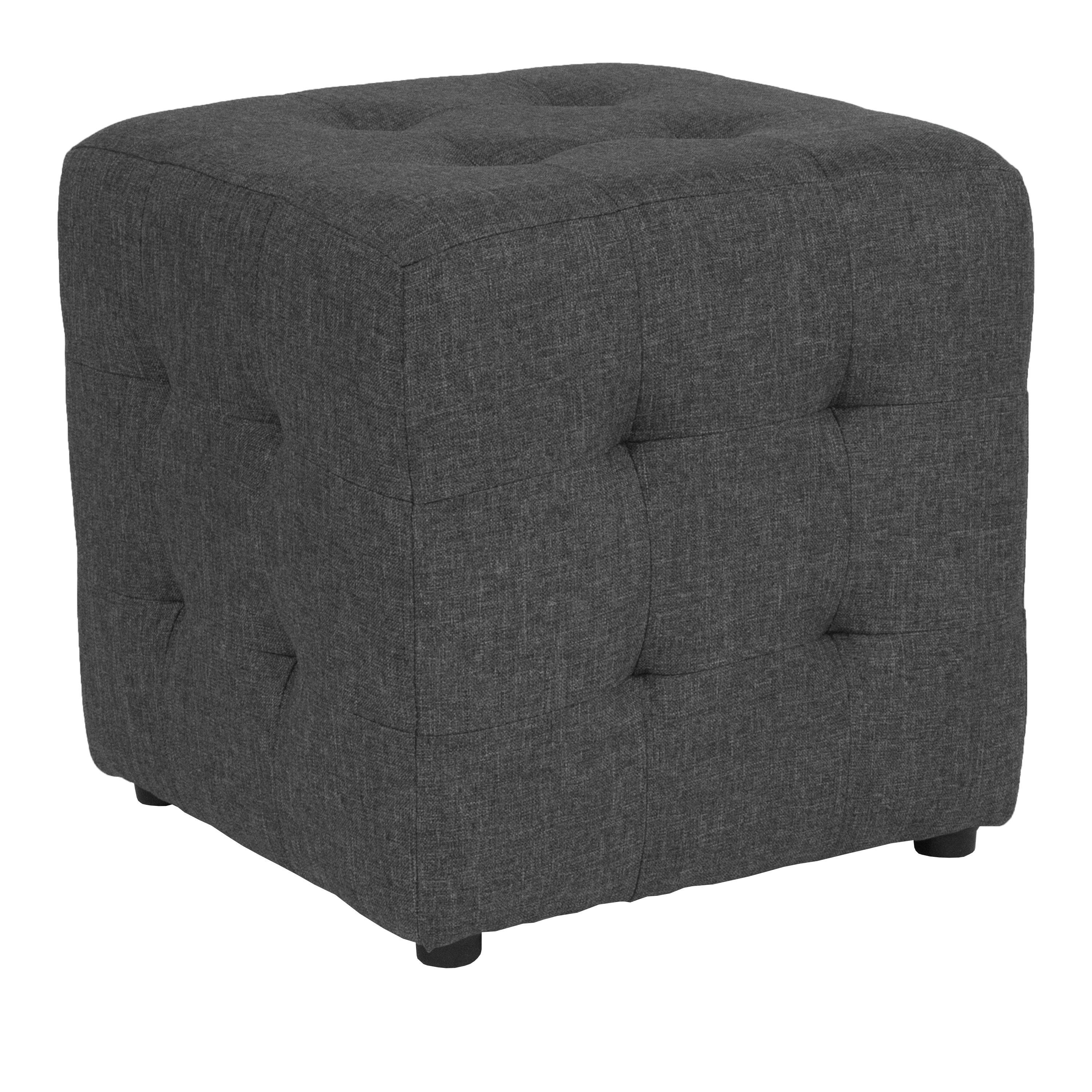 Flash Furniture QY-S02-DGY-GG Dark Gray Fabric Tufted Upholstered Ottoman Pouf