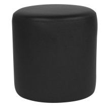 Flash Furniture QY-S10-5001-1-BKL-GG Black LeatherSoft Upholstered Round Ottoman Pouf