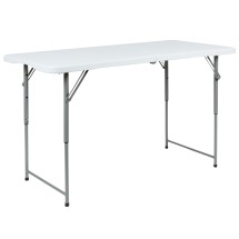 Flash Furniture RB-2448ADJ-2-GG 4' Height Adjustable Bi-Fold Granite White Plastic Folding Table