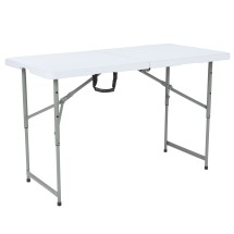 Flash Furniture RB-2448ADJ-GG 4' Height Adjustable Bi-Fold Granite White Plastic Folding Table