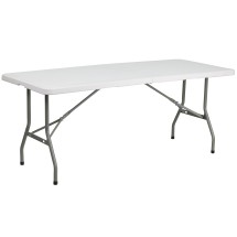 Flash Furniture RB-3072FH-GG 6' Bi-Fold Granite White Plastic Folding Table