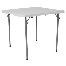 Flash Furniture RB-3434FH-GG 2.79' Square Bi-Fold Granite White Plastic Folding Table with Carry Handle