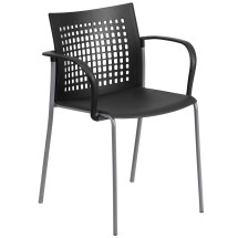 Flash Furniture RUT-1-BK-GG Hercules Black Stack Chair with Air-Vent Back and Arms