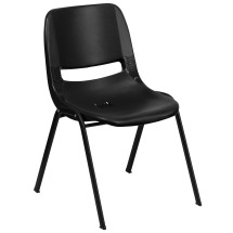 Flash Furniture RUT-12-PDR-BLACK-GG Hercules Kid's Black Ergonomic Shell Stack Chair with Black Frame, 12&quot; Seat Height