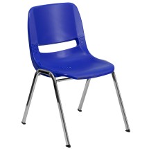 Flash Furniture RUT-16-NVY-CHR-GG Hercules Navy Ergonomic Shell Stack Chair with Chrome Frame and 16