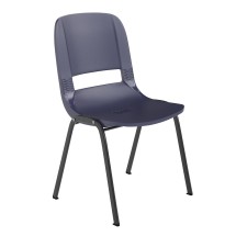 Flash Furniture RUT-16-PDR-NAVY-GG Hercules Navy Ergonomic Shell Stack Chair with Black Frame and 16'' Seat Height
