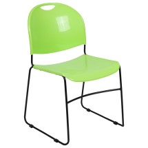 Flash Furniture RUT-188-GN-GG Hercules Green Ultra-Compact Stack Chair with Black Powder Coated Frame
