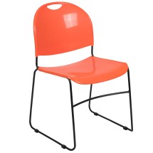Flash Furniture RUT-188-OR-GG Hercules Orange Ultra-Compact Stack Chair with Black Powder Coated Frame