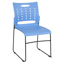 Flash Furniture RUT-2-BL-GG Hercules Blue Sled Base Plastic Stack Chair with Air-Vent Back