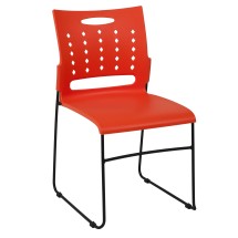 Flash Furniture RUT-2-OR-GG Hercules Orange Sled Base Plastic Stack Chair with Air-Vent Back