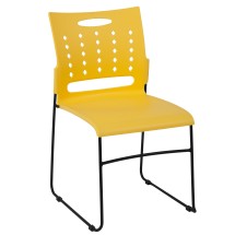 Flash Furniture RUT-2-YL-GG Hercules Yellow Sled Base Plastic Stack Chair with Air-Vent Back