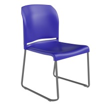 Flash Furniture RUT-238A-BL-GG Hercules Blue Full Back Contoured Stack Chair with Gray Powder Coated Sled Base