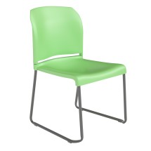 Flash Furniture RUT-238A-GN-GG Hercules Green Full Back Contoured Stack Chair with Gray Powder Coated Sled Base
