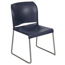Flash Furniture RUT-238A-NY-GG Hercules Navy Full Back Contoured Stack Chair with Gray Powder Coated Sled Base