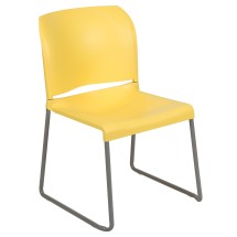 Flash Furniture RUT-238A-YL-GG Hercules Yellow Full Back Contoured Stack Chair with Gray Powder Coated Sled Base