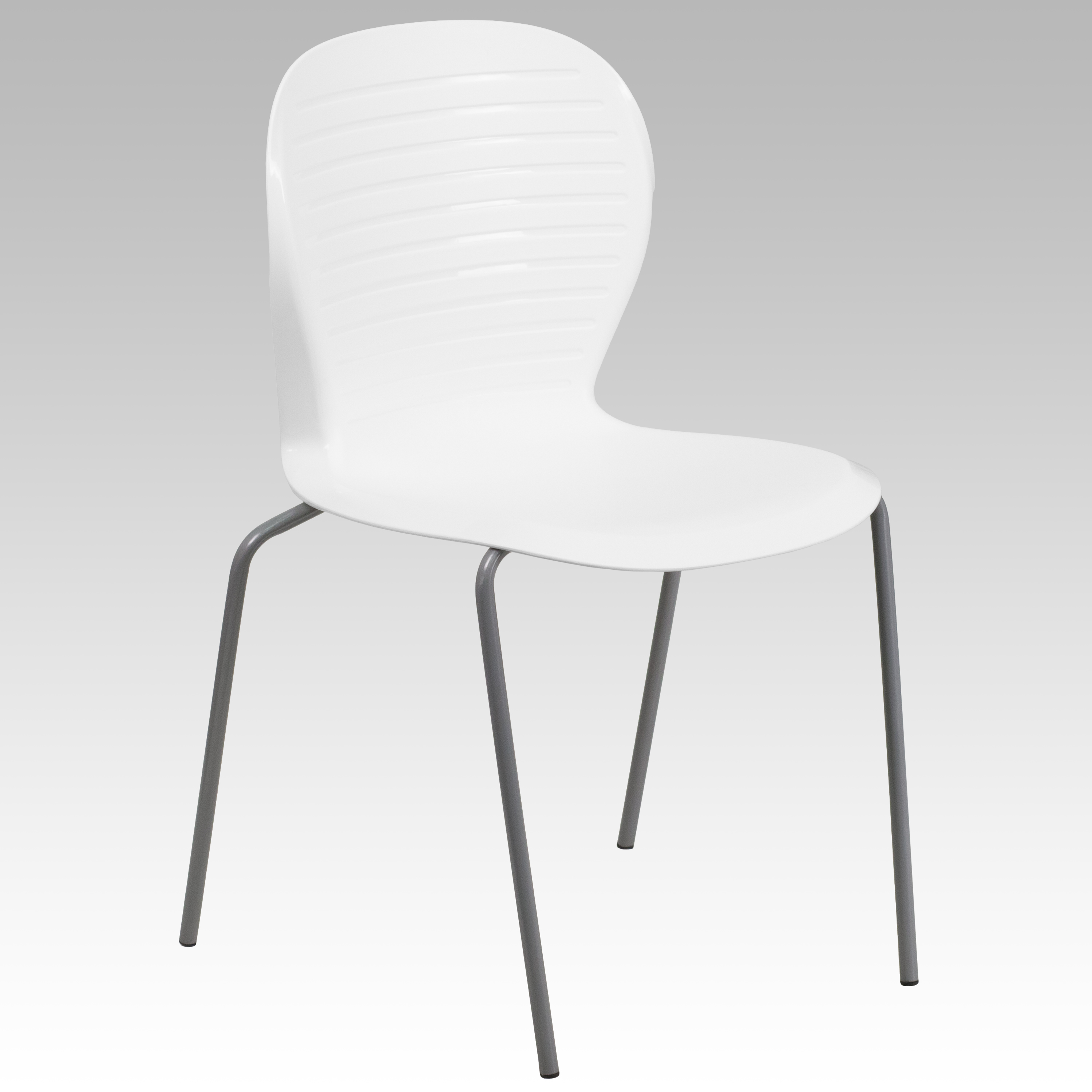Flash Furniture RUT-3-WH-GG Hercules White Plastic Stack Chair