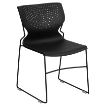 Flash Furniture RUT-438-BK-GG Hercules Black Full Back Stack Chair with Black Powder Coated Frame