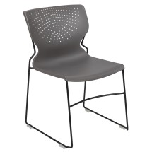 Flash Furniture RUT-438-GY-GG Hercules Gray Full Back Stack Chair with Black Powder Coated Frame
