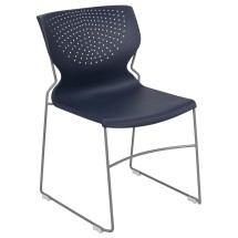 Flash Furniture RUT-438-NY-GG Hercules Navy Full Back Stack Chair with Gray Powder Coated Frame