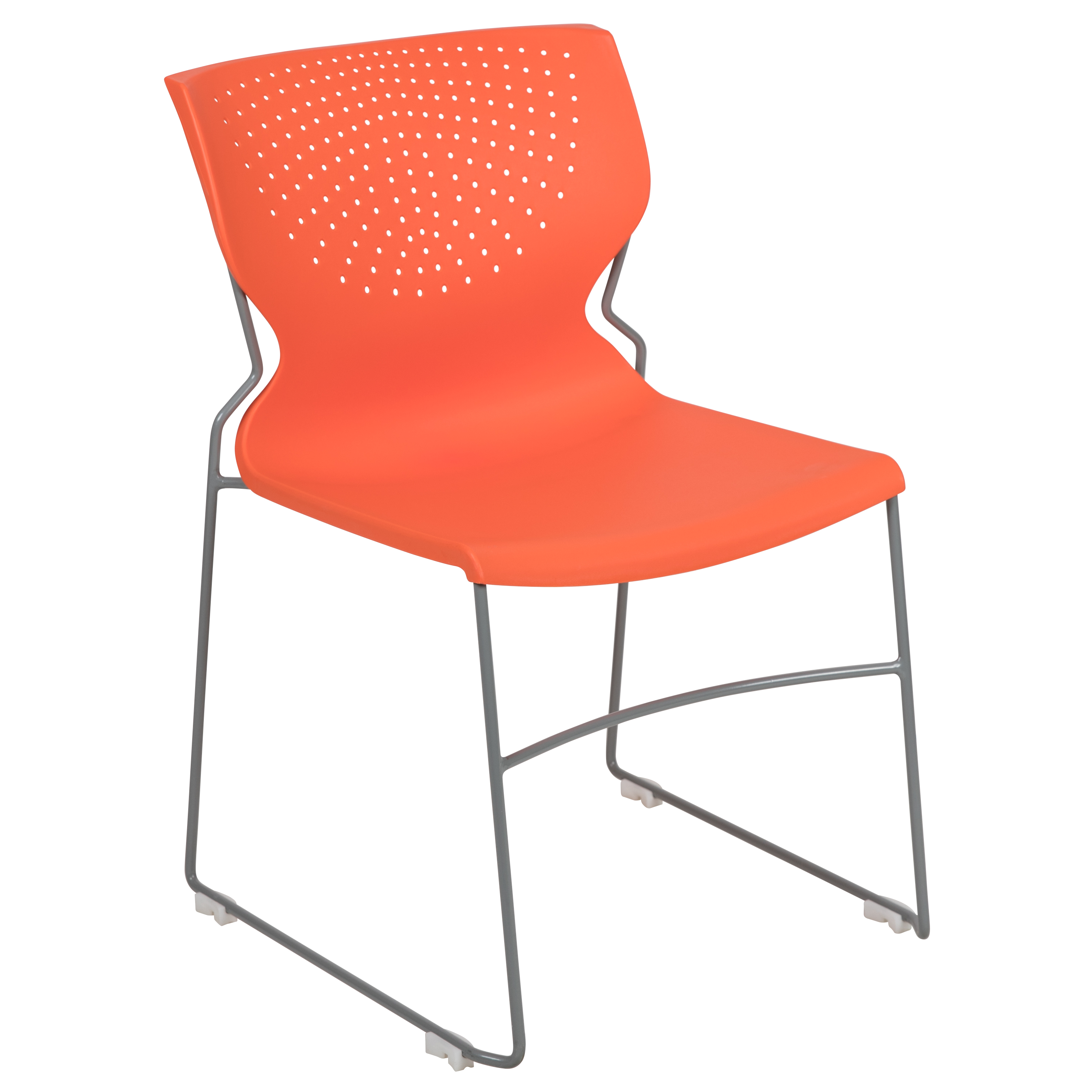 Flash Furniture RUT-438-OR-GG Hercules Orange Full Back Stack Chair with Gray Powder Coated Frame