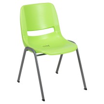 Flash Furniture RUT-EO1-GN-GG Hercules Green Ergonomic Shell Stack Chair with Gray Frame