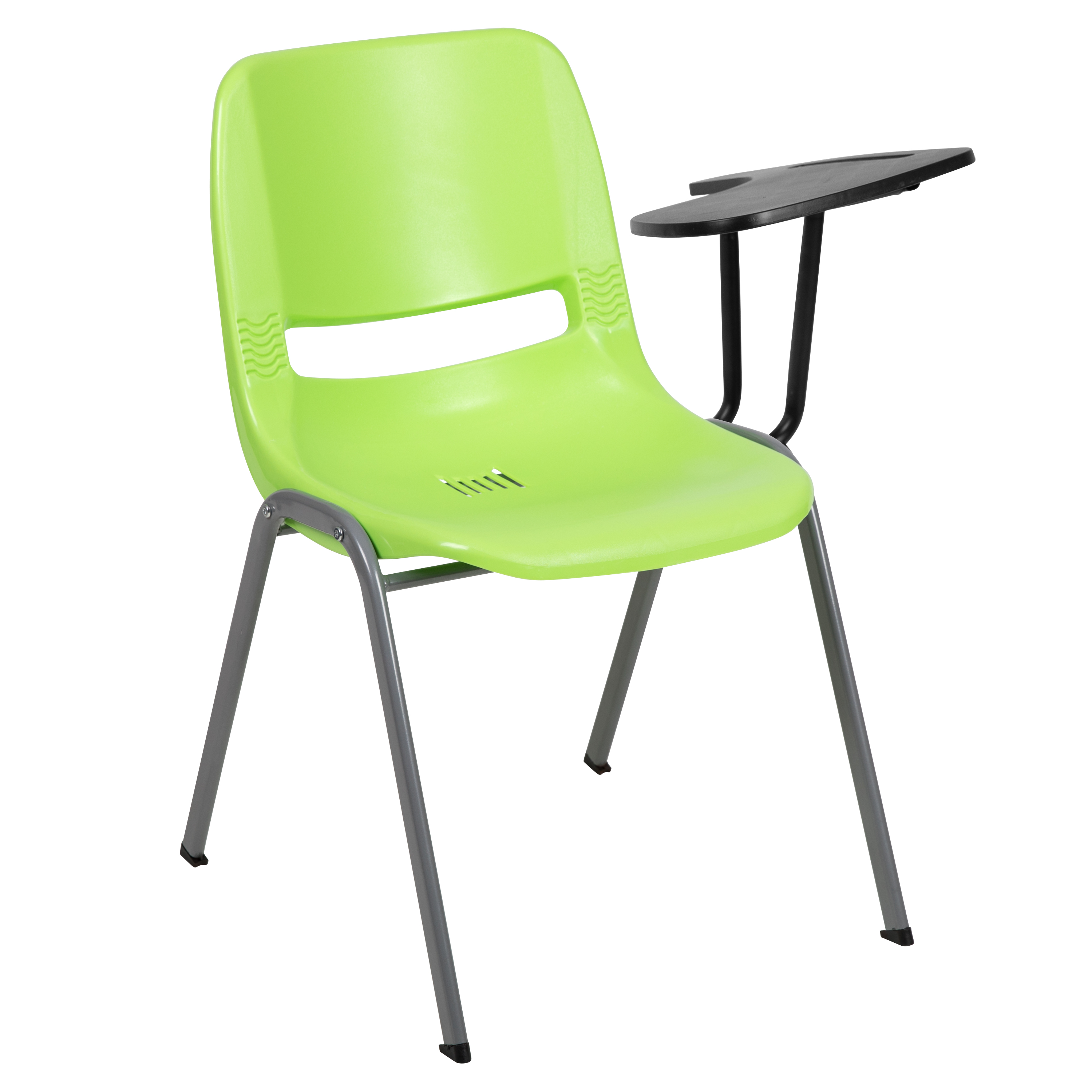 Flash Furniture RUT-EO1-GN-LTAB-GG Hercules Green Ergonomic Shell Chair with Left Handed Flip-Up Tablet Arm