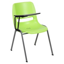 Flash Furniture RUT-EO1-GN-RTAB-GG Hercules Green Ergonomic Shell Chair with Right Handed Flip-Up Tablet Arm