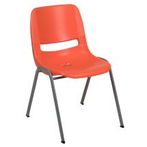Flash Furniture RUT-EO1-OR-GG Hercules Orange Ergonomic Shell Stack Chair with Gray Frame