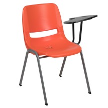 Flash Furniture RUT-EO1-OR-LTAB-GG Hercules Orange Ergonomic Shell Chair with Left Handed Flip-Up Tablet Arm