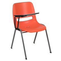 Flash Furniture RUT-EO1-OR-RTAB-GG Hercules Orange Ergonomic Shell Chair with Right Handed Flip-Up Tablet Arm
