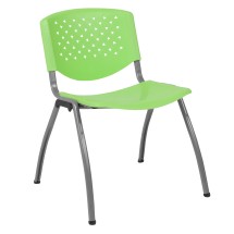 Flash Furniture RUT-F01A-GN-GG Hercules Green Plastic Stack Chair with Titanium Gray Powder Coated Frame