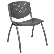 Flash Furniture RUT-F01A-GY-GG Hercules Gray Plastic Stack Chair with Titanium Gray Powder Coated Frame