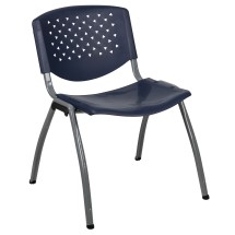 Flash Furniture RUT-F01A-NY-GG Hercules Navy Plastic Stack Chair with Titanium Gray Powder Coated Frame