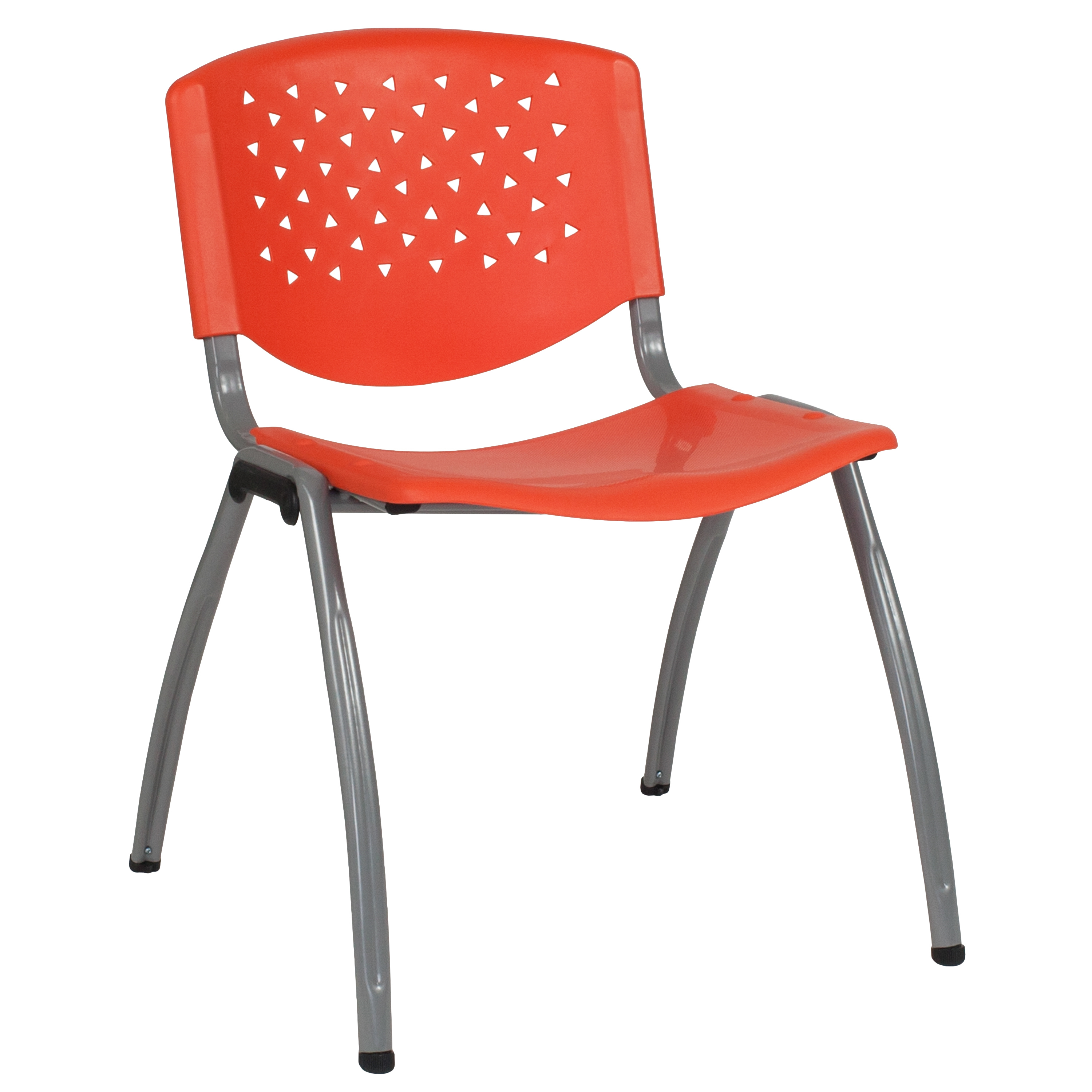 Flash Furniture RUT-F01A-OR-GG Hercules Orange Plastic Stack Chair with Titanium Gray Powder Coated Frame