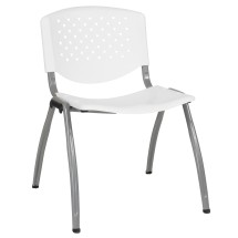 Flash Furniture RUT-F01A-WH-GG Hercules White Plastic Stack Chair with Titanium Gray Powder Coated Frame