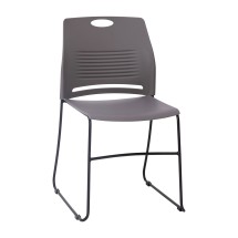 Flash Furniture RUT-NC499A-GY-GG Hercules Gray Plastic Stack Chair with Black Powder Coated Sled Base Frame, Carry Handle