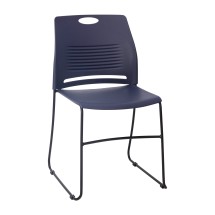 Flash Furniture RUT-NC499A-NAVY-GG Hercules Navy Plastic Stack Chair with Black Powder Coated Sled Base Frame, Carry Handle