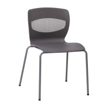 Flash Furniture RUT-NC618-GY-GG Hercules Gray Ergonomic Stack Chair with Lumbar Support and Silver Steel Frame