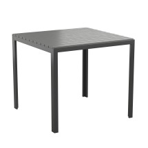 Flash Furniture SB-A268T-BK-GG Indoor/Outdoor Black Square Steel Patio Dining Table with Black Poly Resin Slatted Top