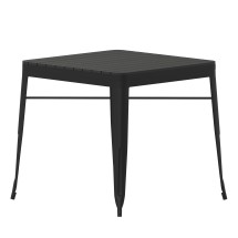 Flash Furniture SB-T11T-BK-GG Square 31.5" Indoor/Outdoor Black Steel Patio Dining Table with Black Poly Resin Slatted Top