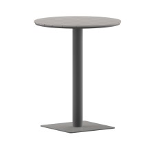Flash Furniture SB-TB106-GRY-GG Round 24" Table with Faux Teak Poly Slats and Steel Frame, Gray/Gray