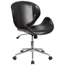 Flash Furniture SD-SDM-2240-5-MAH-BK-GG Mid-Back Black LeatherSoft Mahogany Wood Conference Office Chair