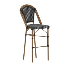Flash Furniture SDA-AD642001-BS-BKWH-NAT-GG Indoor/Outdoor French Bistro 30" Barstool, Black/White and Bamboo Finish