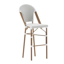 Flash Furniture SDA-AD642001-F-BS-WHGY-NAT-GG Indoor/Outdoor French Bistro 30&quot; Barstool, White/Gray and Bamboo Finish