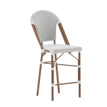 Flash Furniture SDA-AD642001-F-CS-WHGY-NAT-GG Indoor/Outdoor French Bistro 26&quot; H Counter Height Stool, White/Gray and Bamboo Finish