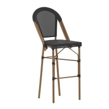 Flash Furniture SDA-AD642107-BS-BK-NAT-GG Stackable Indoor/Outdoor French Bistro 30&quot; Barstool, Black and Bamboo Finish