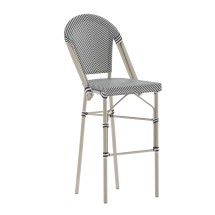 Flash Furniture SDA-AD642107-BS-BLKWH-LTNAT-GG Stackable Indoor/Outdoor French Bistro 30" Barstool, Black/White and Light Bamboo Finish