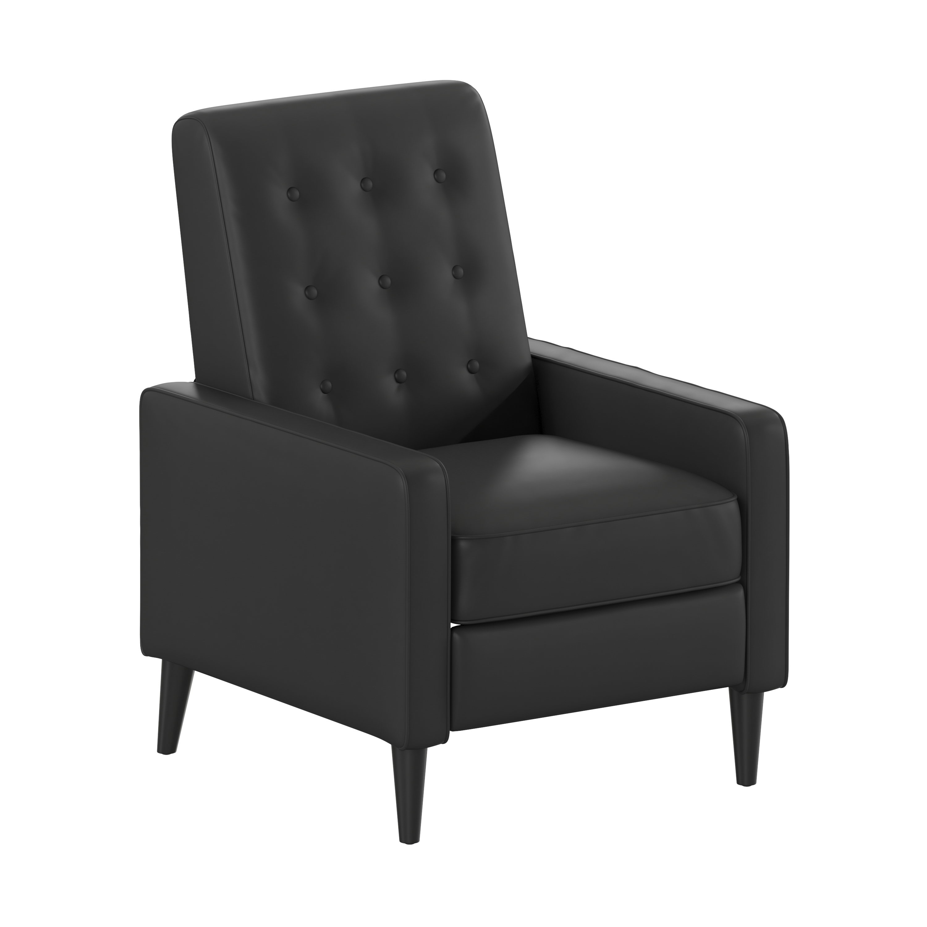 Flash Furniture SG-SX-80415N-BK-GG Mid-Century Modern Black LeatherSoft Button Tufted Pushback Recliner