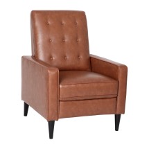 Flash Furniture SG-SX-80415N-BR-GG Mid-Century Modern Cognac Brown LeatherSoft Button Tufted Pushback Recliner