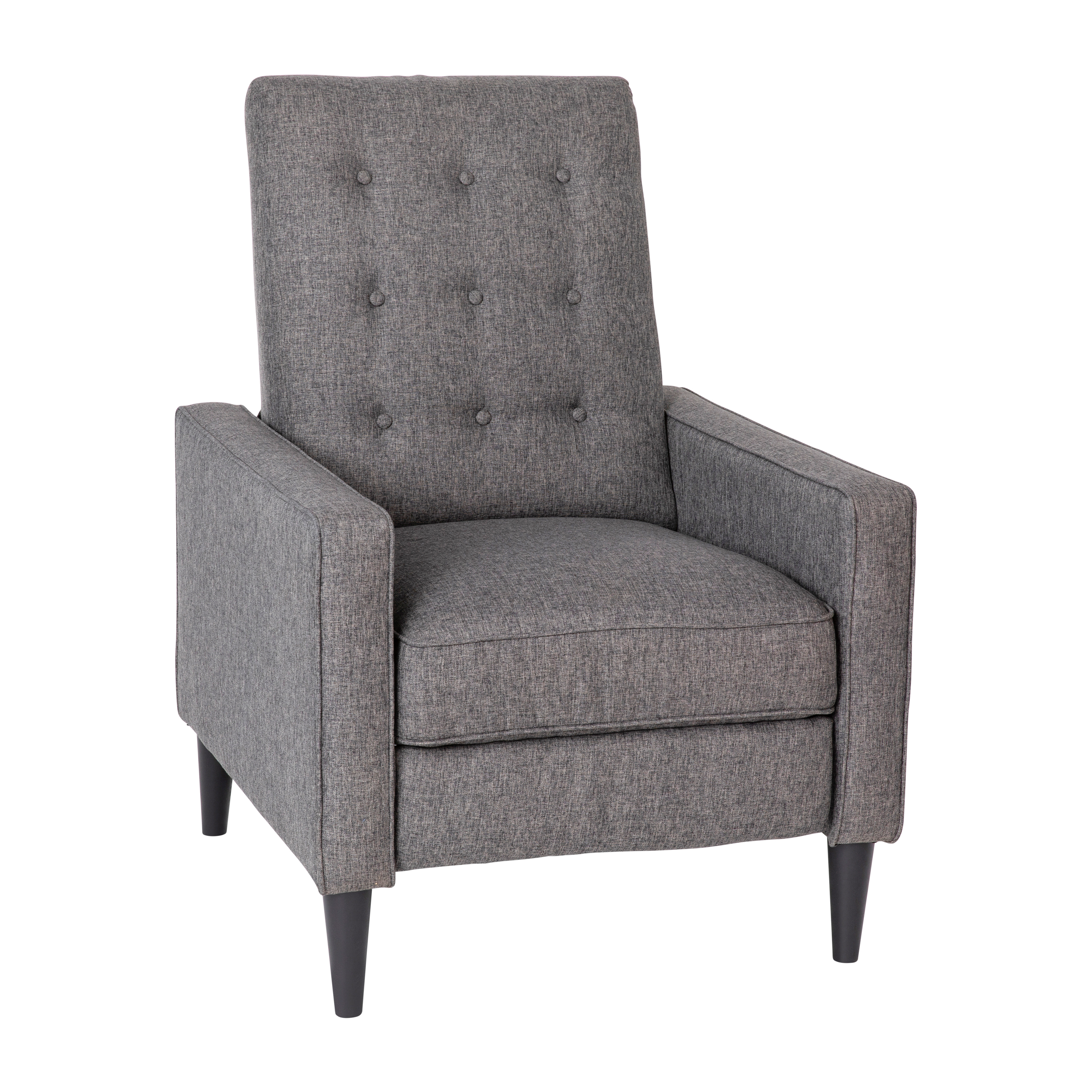 Flash Furniture SG-SX-80415N-GY-GG Mid-Century Modern Gray Fabric Button Tufted Pushback Recliner